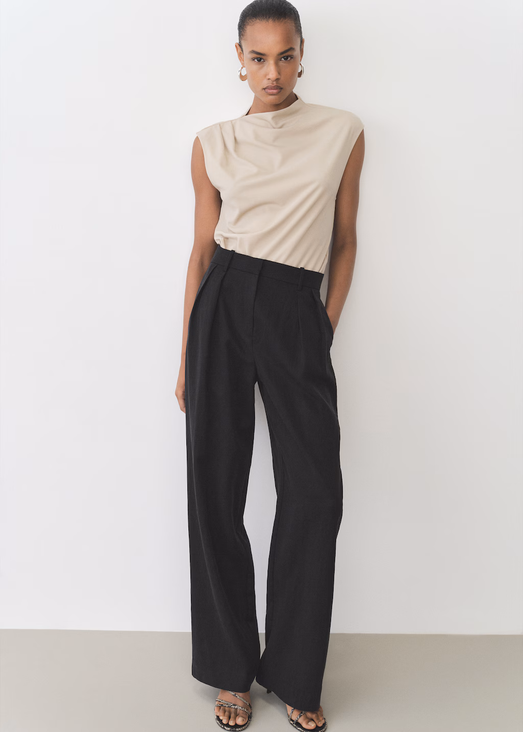 Straight lyocell suit trousers - Black