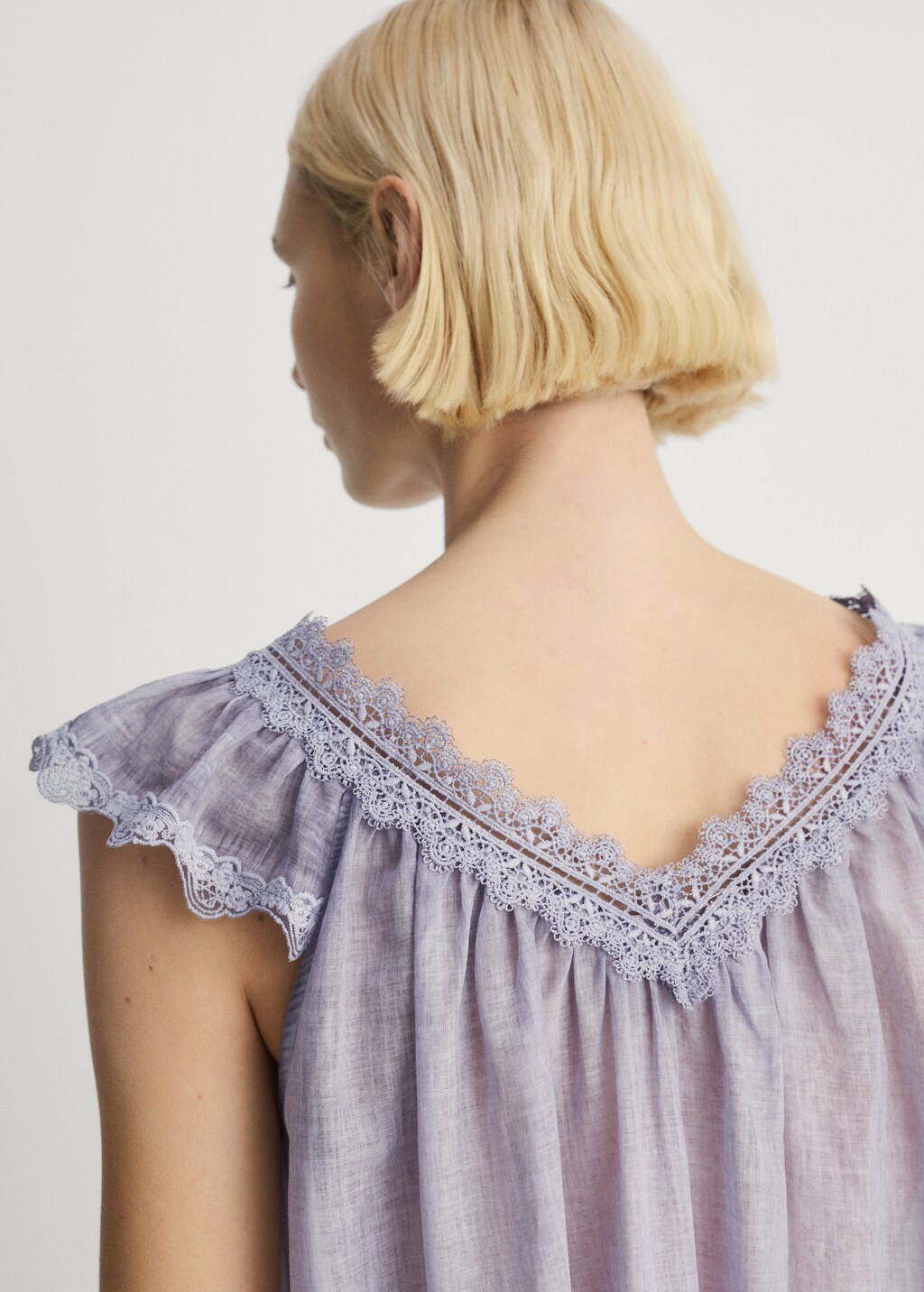 Overdyed lace cotton nightdress - Pastel Green