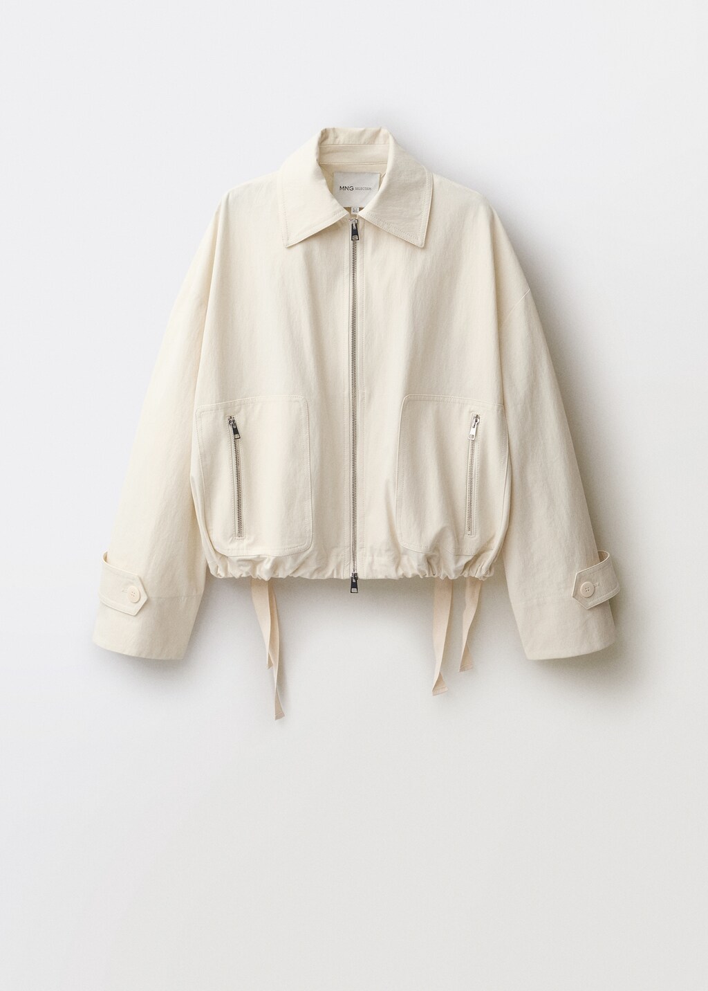 Bomber jacket with adjustable hem - Ecru