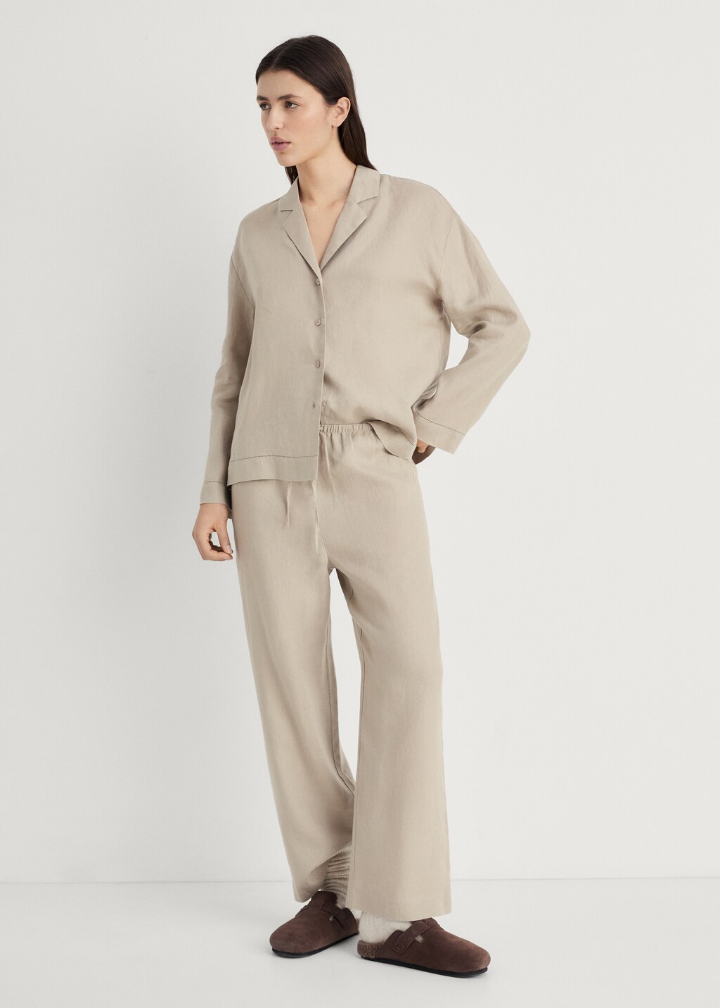 Linen-blend trousers - Sand