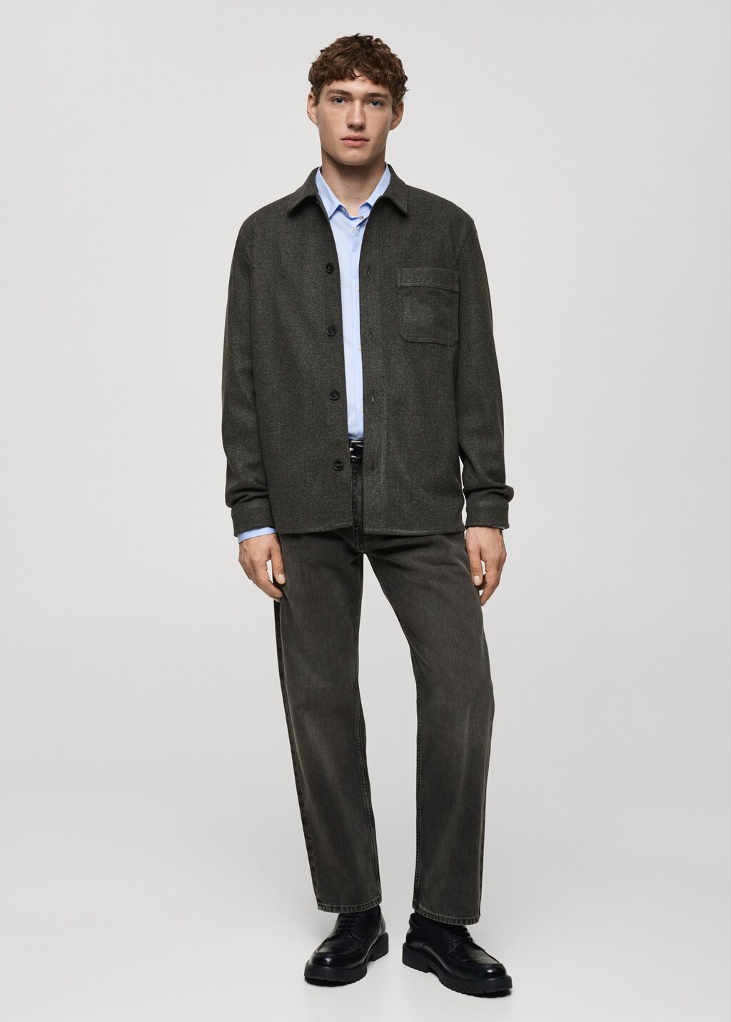 Regular fit flannel overshirt - Sand