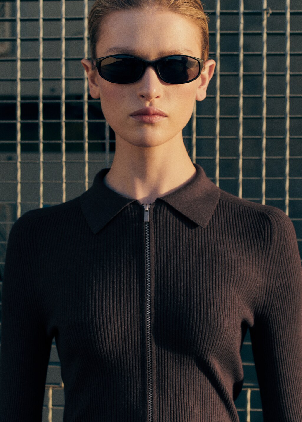 Zipped knit cardigan - Dark Grey