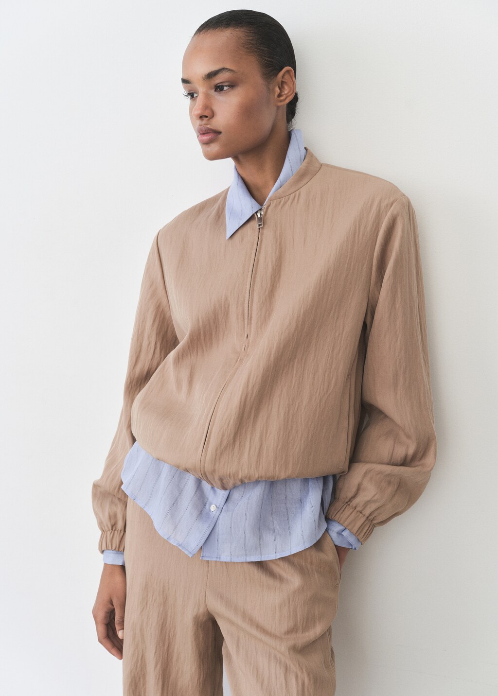 Lyocell bomber jacket - Medium Brown