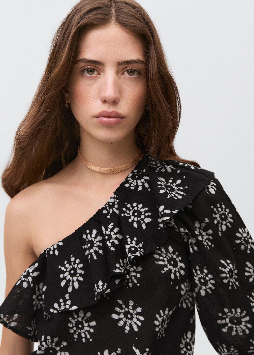 Asymmetrical printed blouse - Black