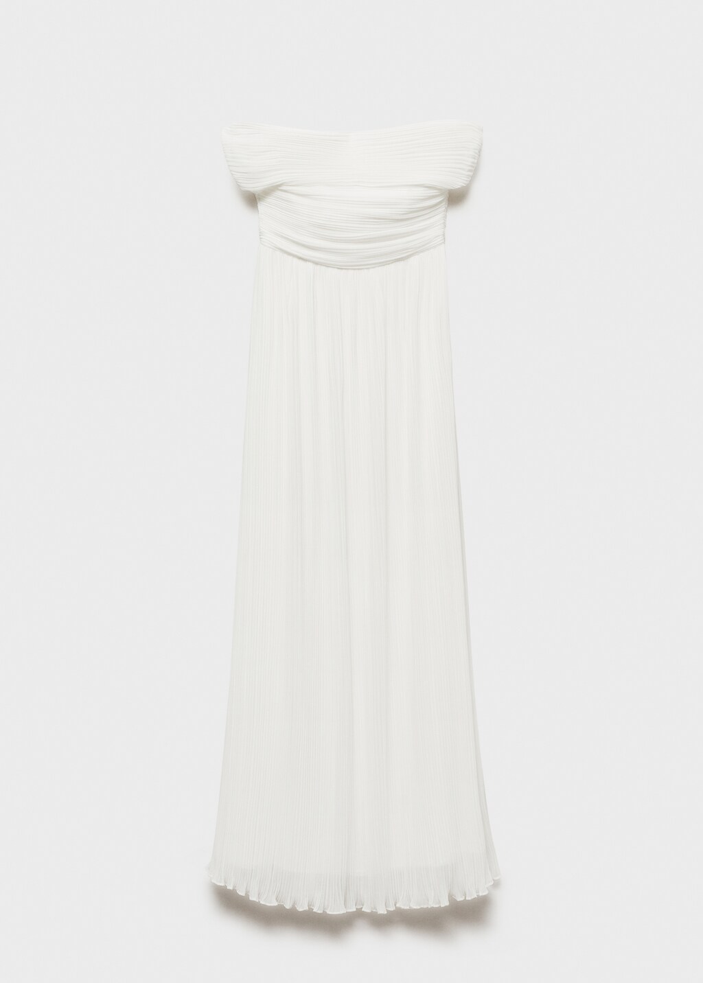Off-the-shoulder pleated dress - White