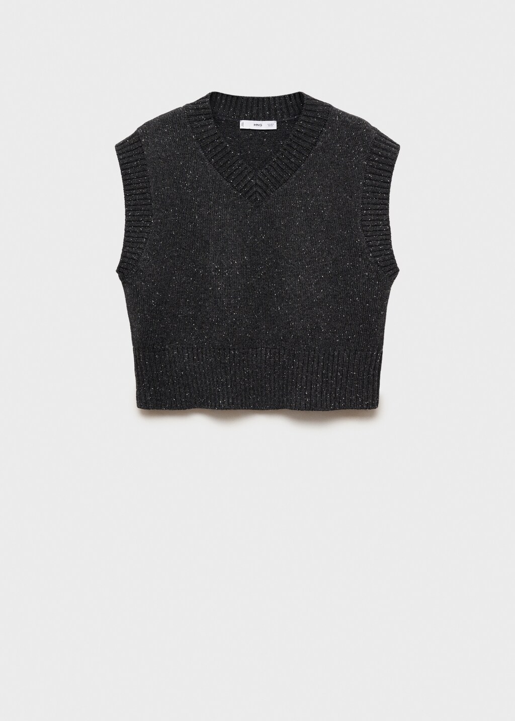 V-neck knitted gilet - Medium Heather Grey