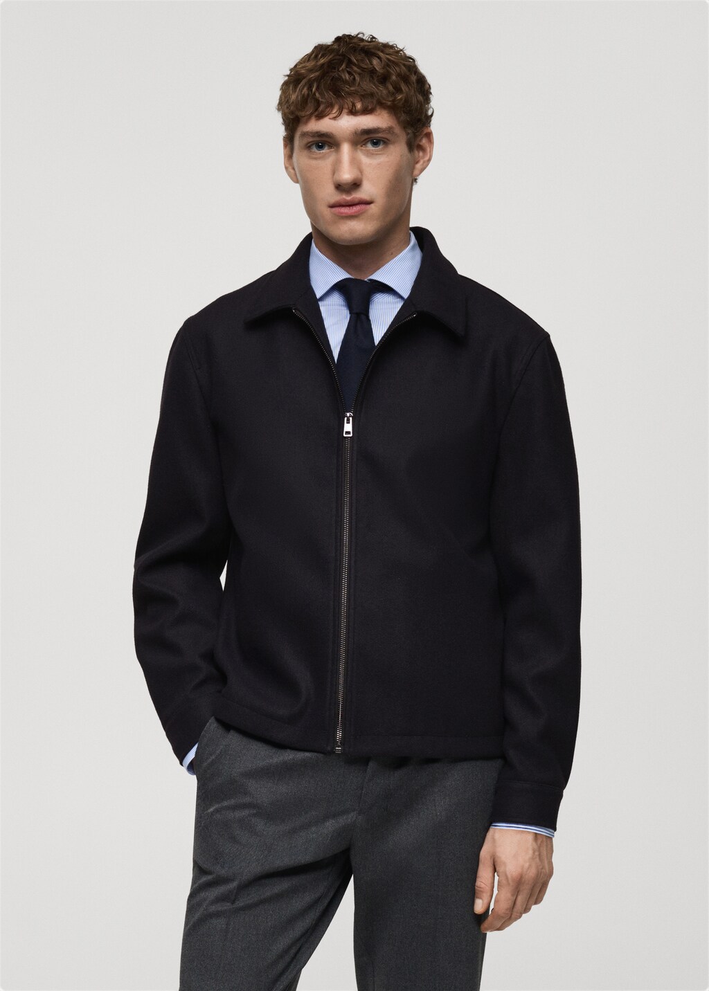 Regular-fit flannel jacket - Dark Navy