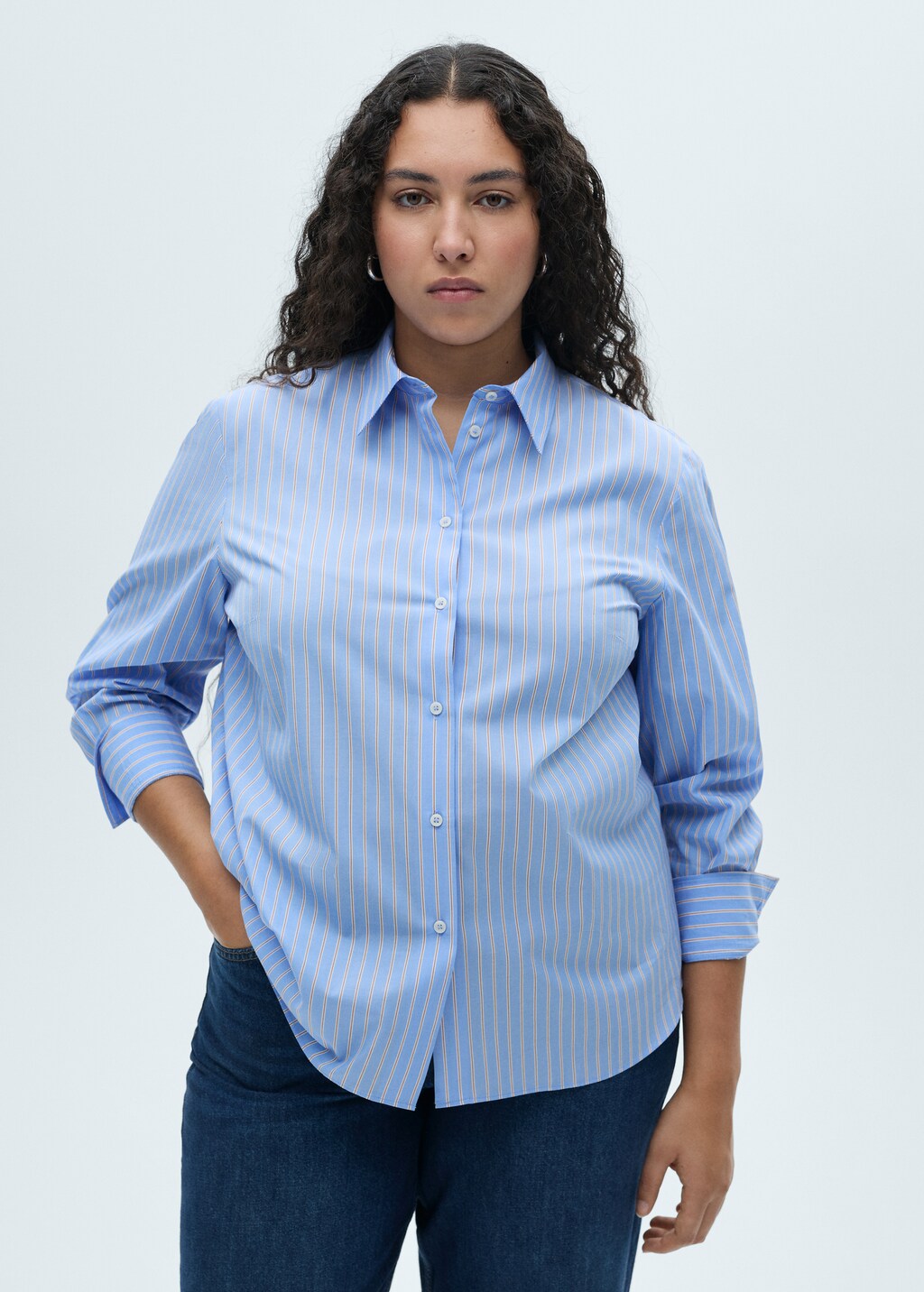 Regular cotton lyocell-blend shirt - Off White