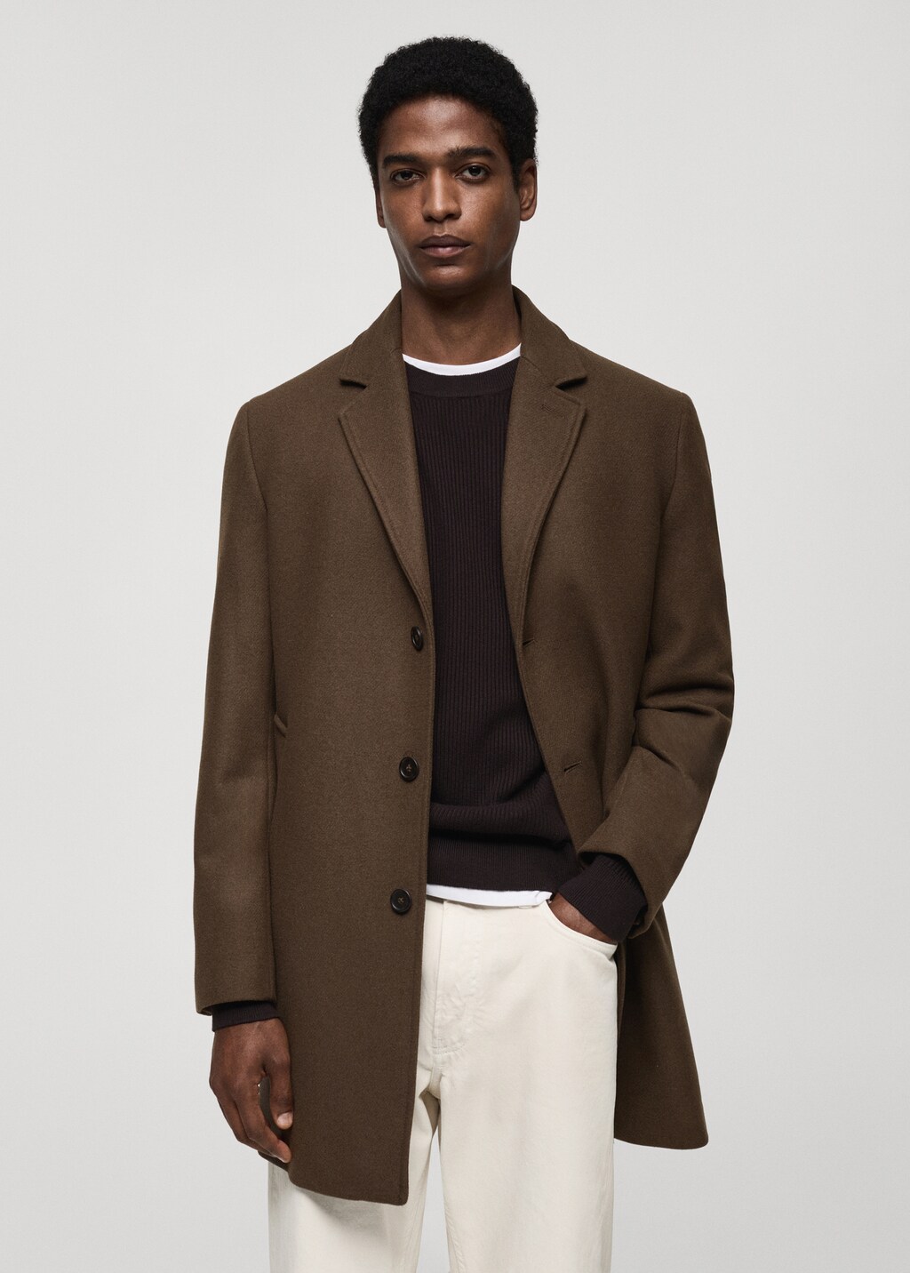 Lightweight recycled wool coat - Charcoal