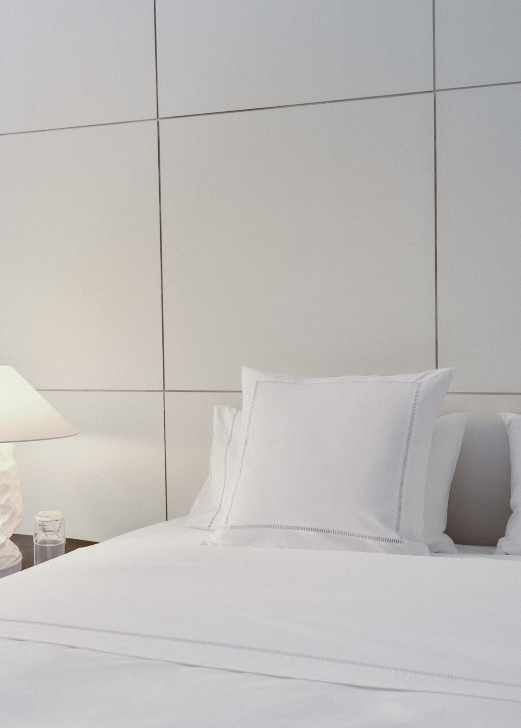 Cotton percale pillowcase with hemstitch 60x60 cm - White