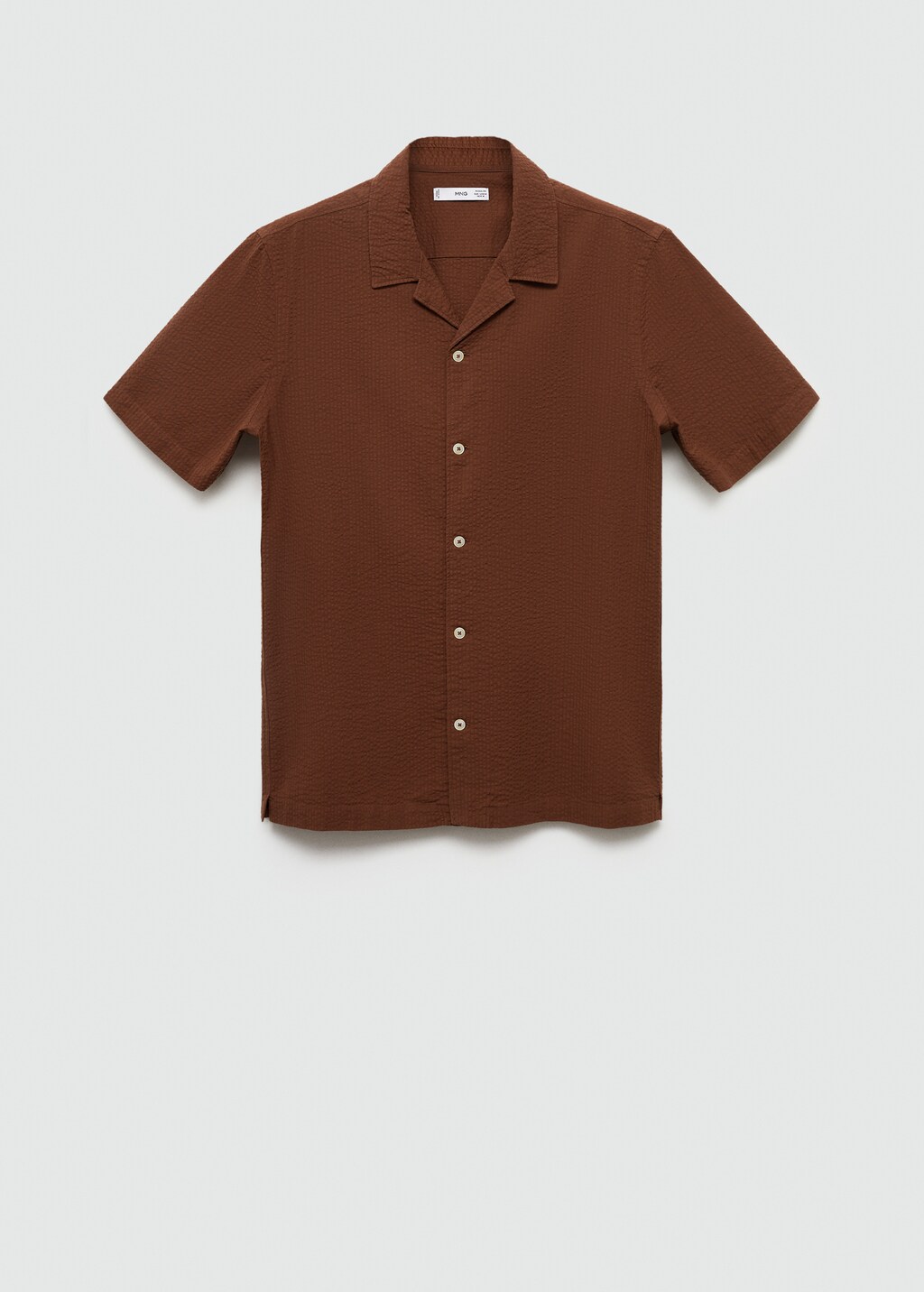 Regular-fit 100% seersucker cotton shirt - Burgundy