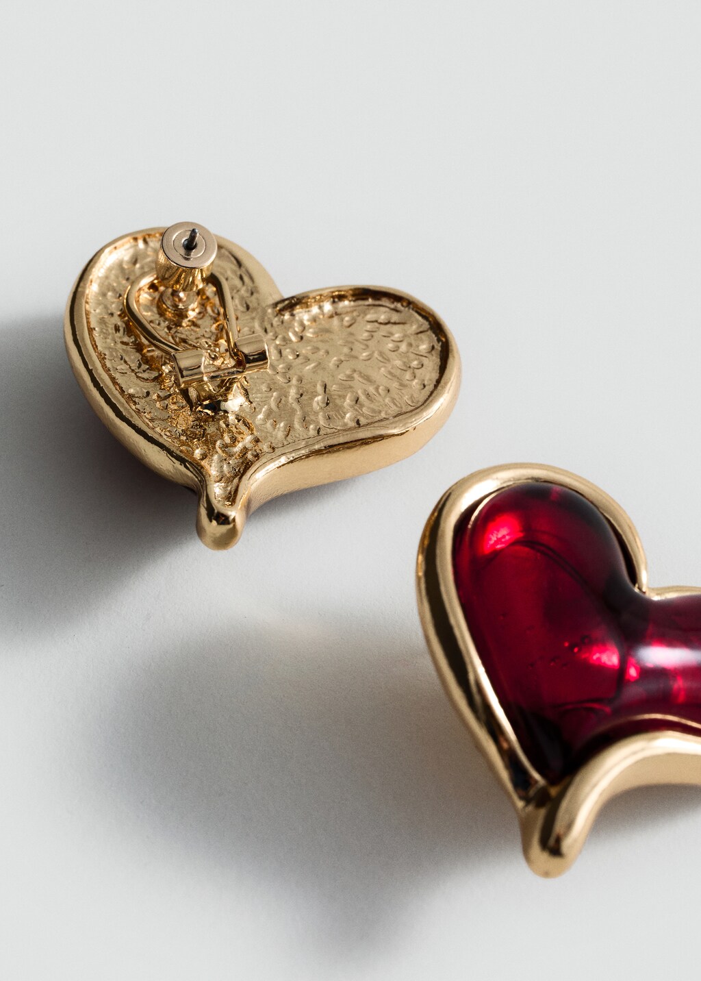 Resin heart earrings - Gold