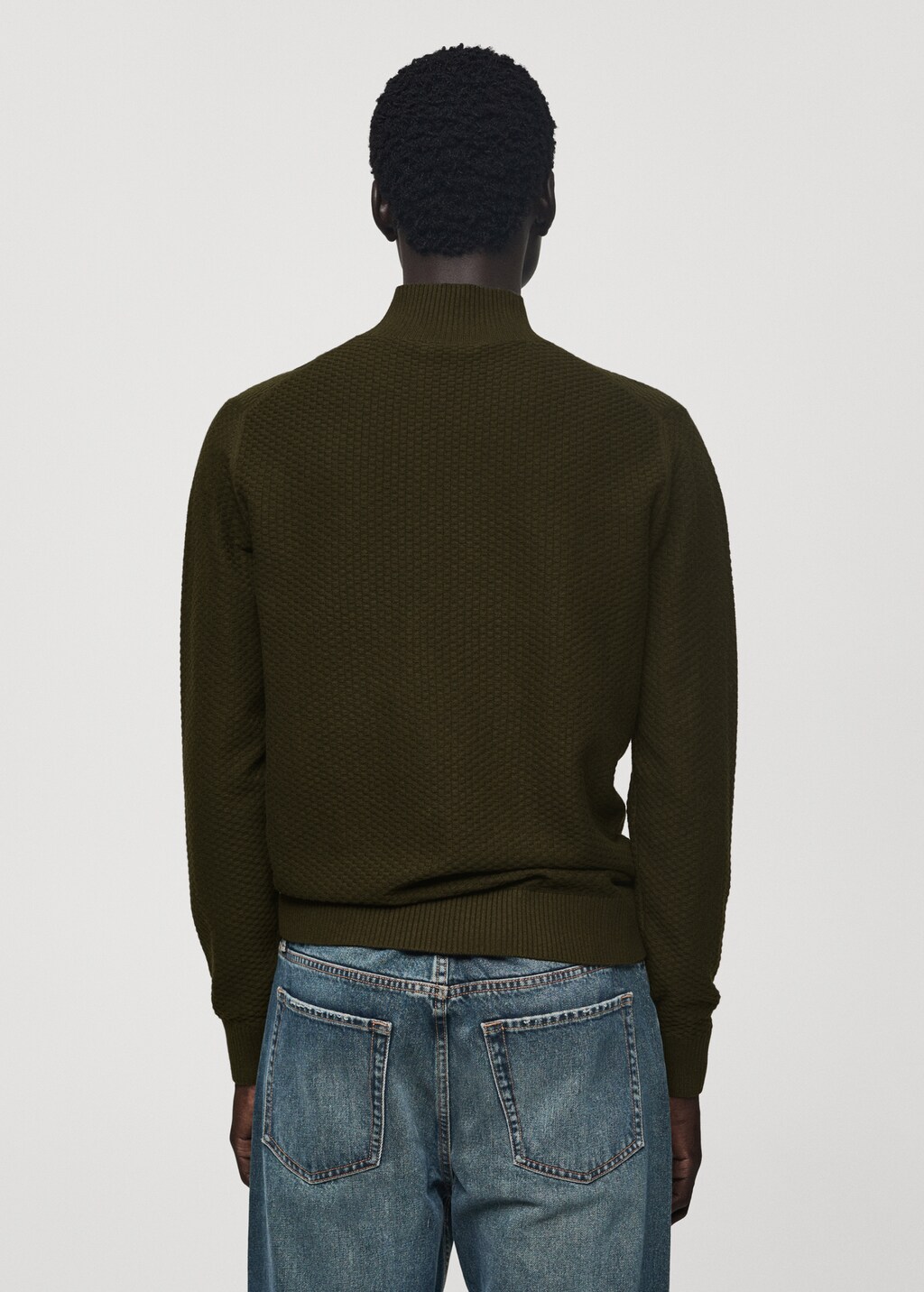Cotton sweater with perkins-neck  structure - Sand
