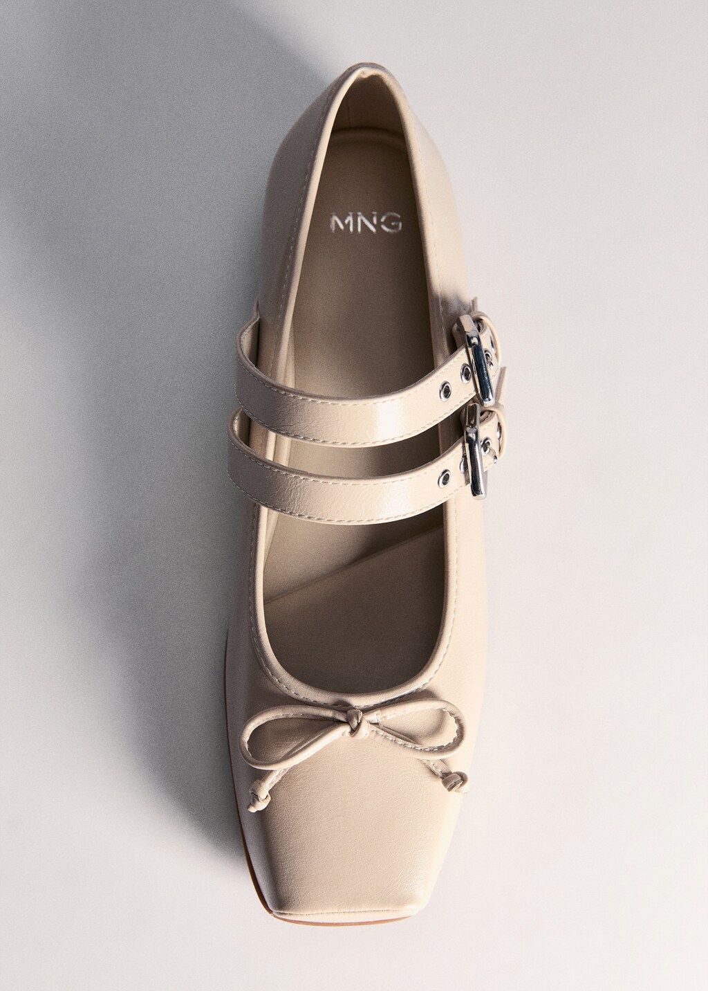 Ballerina shoes with double buckle - Beige