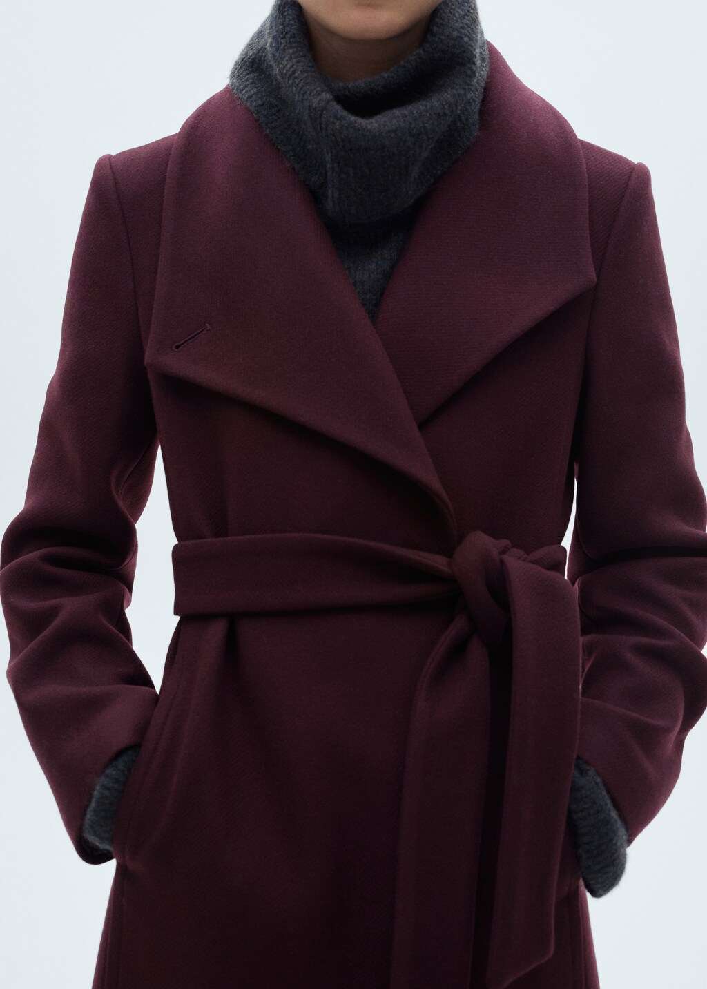 Manteco wool coat with belt - Maroon