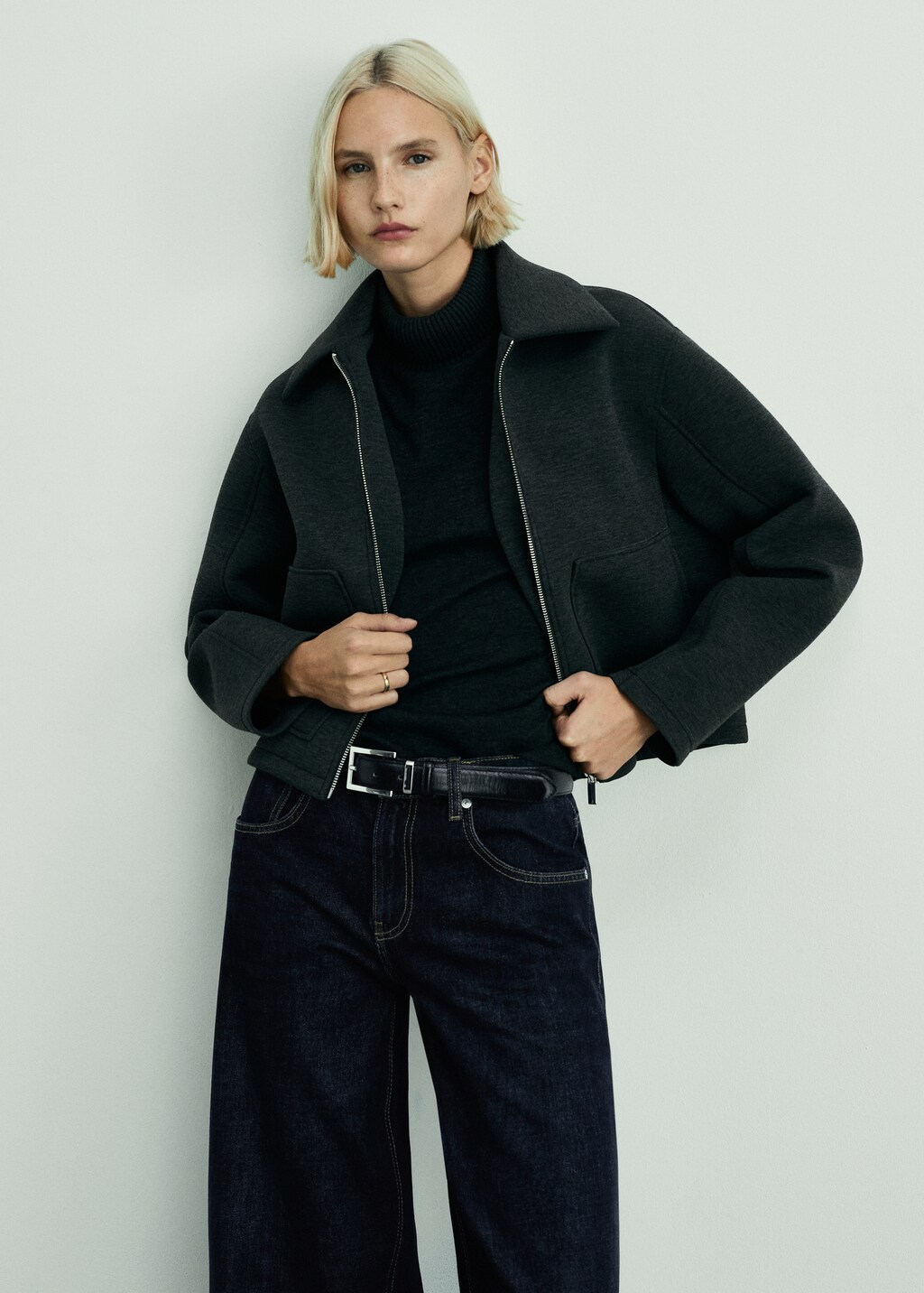 Low waist wideleg jeans - Black denim