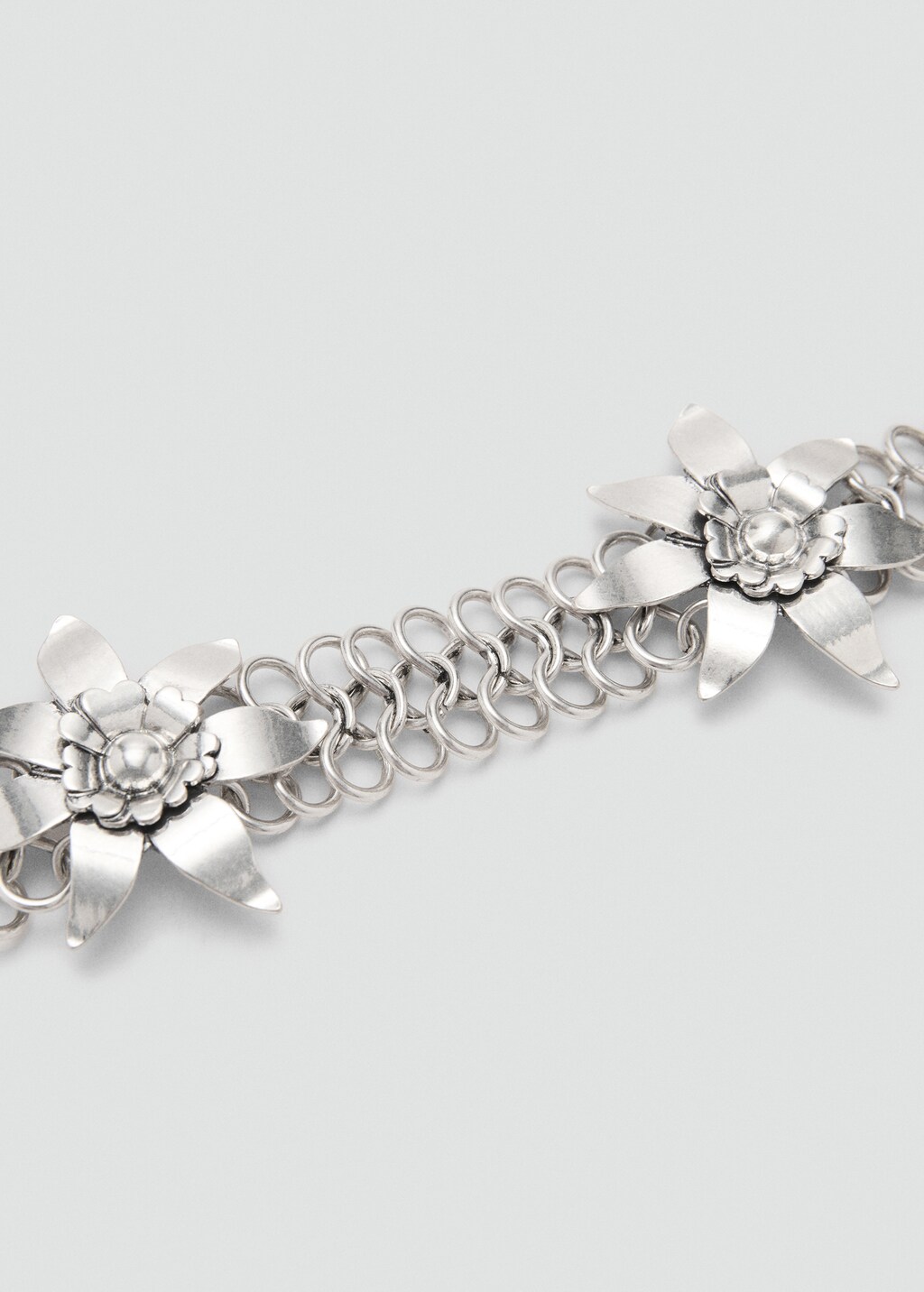 Metallic flower chain belt - Silver