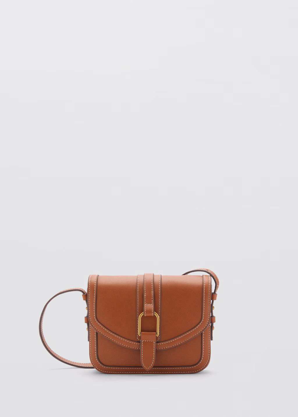 Leather-effect shoulder bag with buckle - Leather