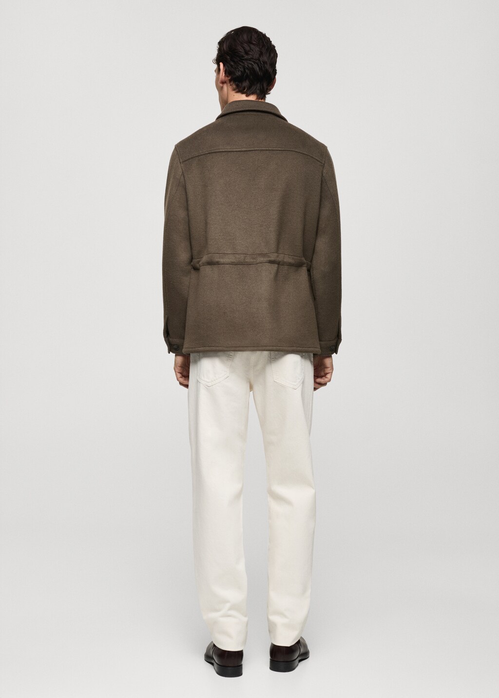 Wool-blend flannel overshirt - Khaki