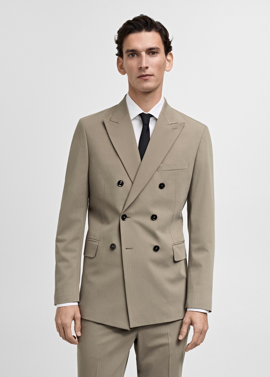 Monaco double-breasted slim-fit suit jacket - Grey