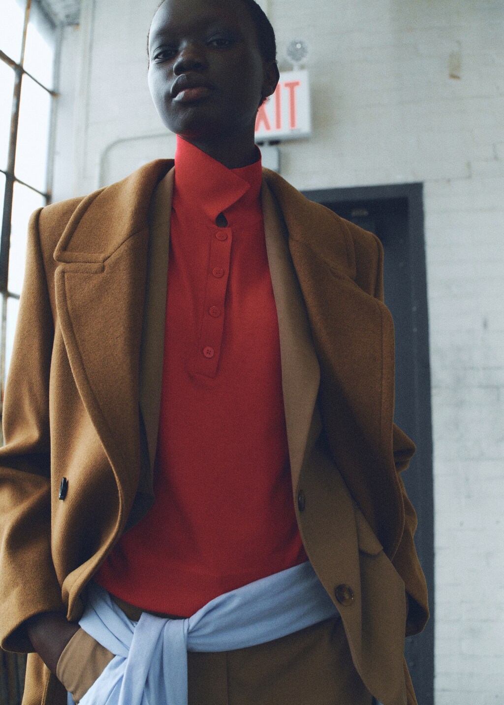 Lapels wool coat - Black