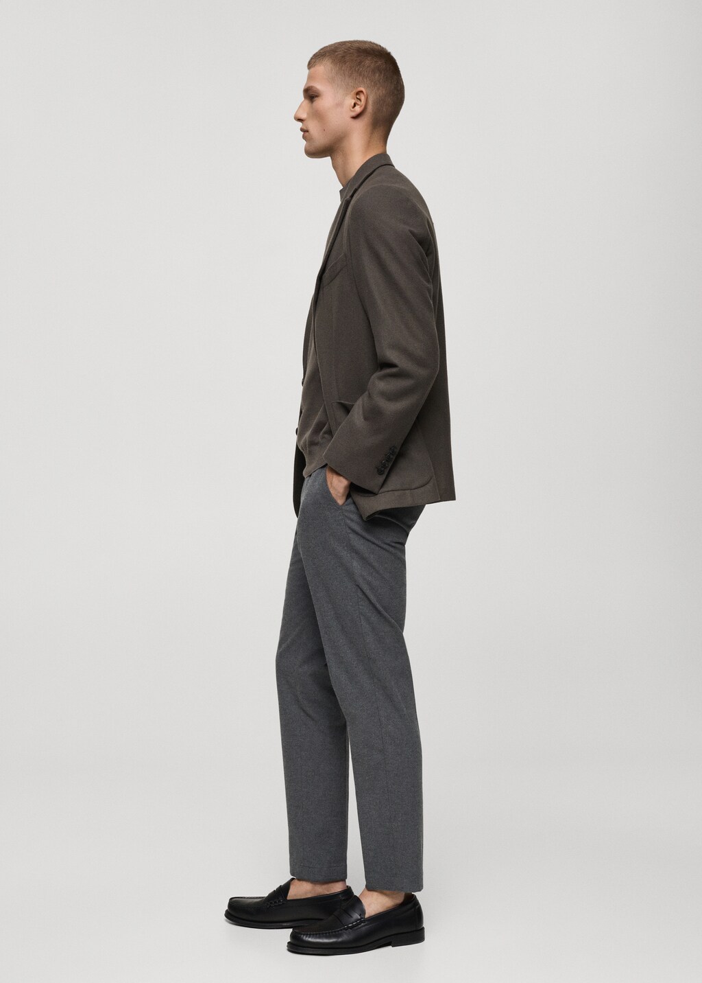 Micro-houndstooth flannel trousers - Brown