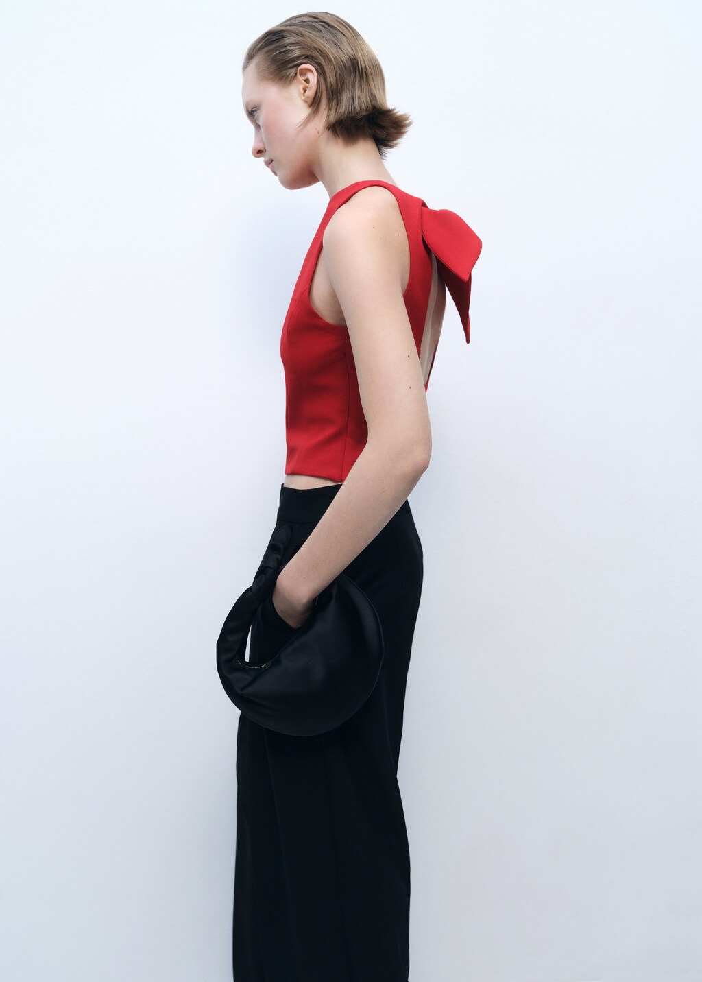 Crop top with bow on the back - Red