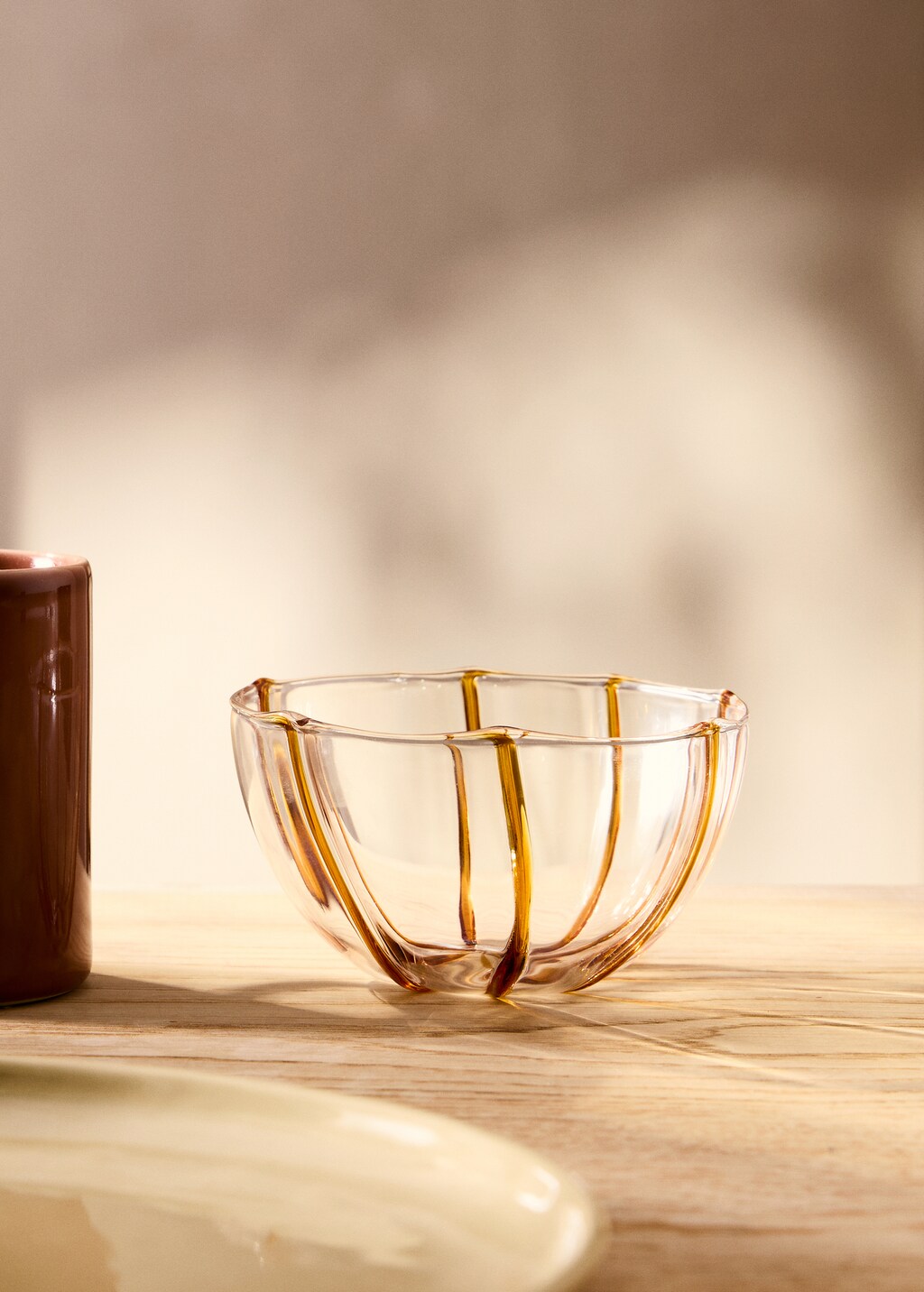 Borosilicate bowl with coloured lines - Blue
