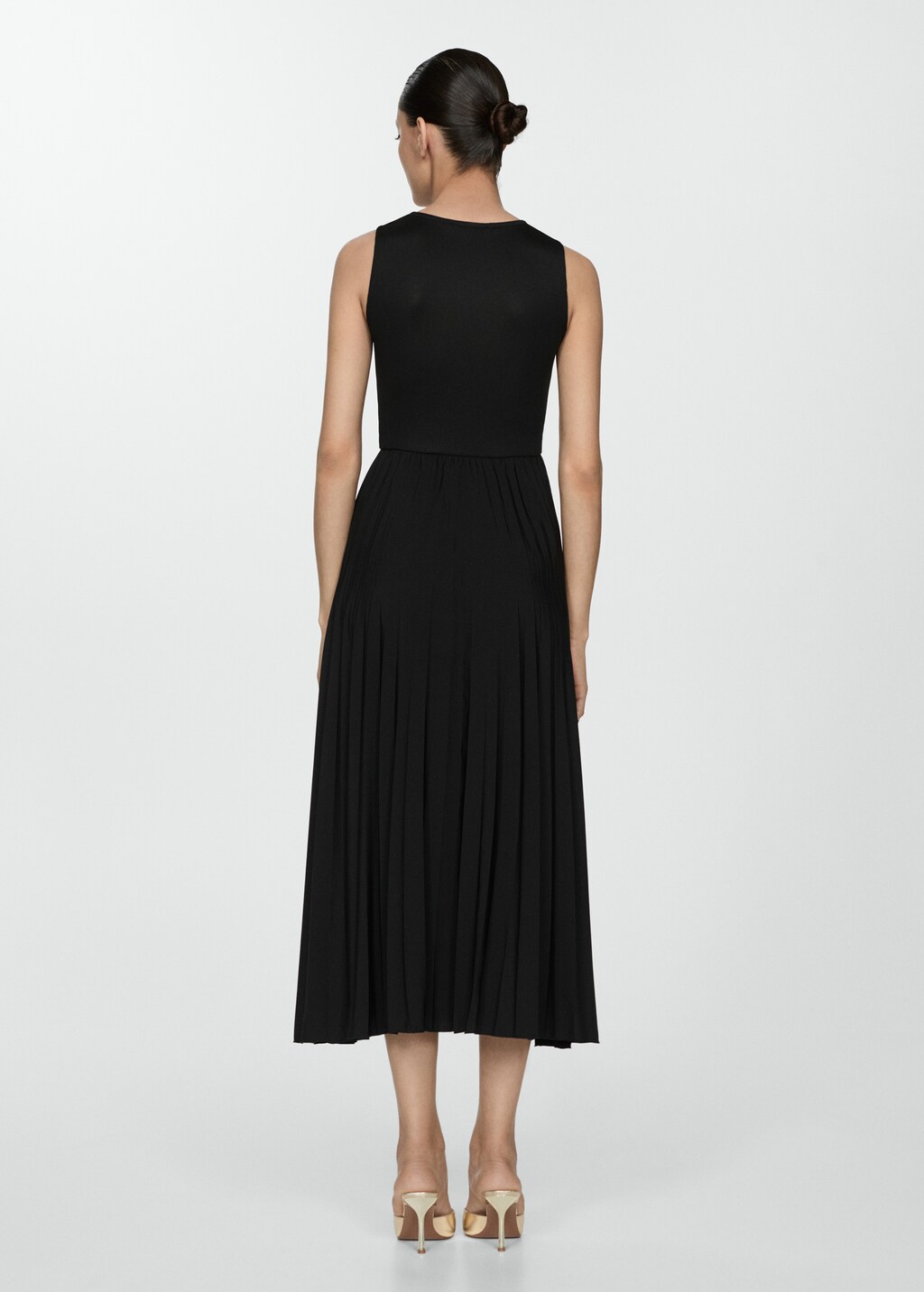 Pleated midi dress - Black