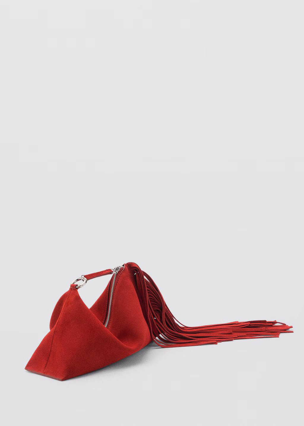 Leather handbag with fringes - Red