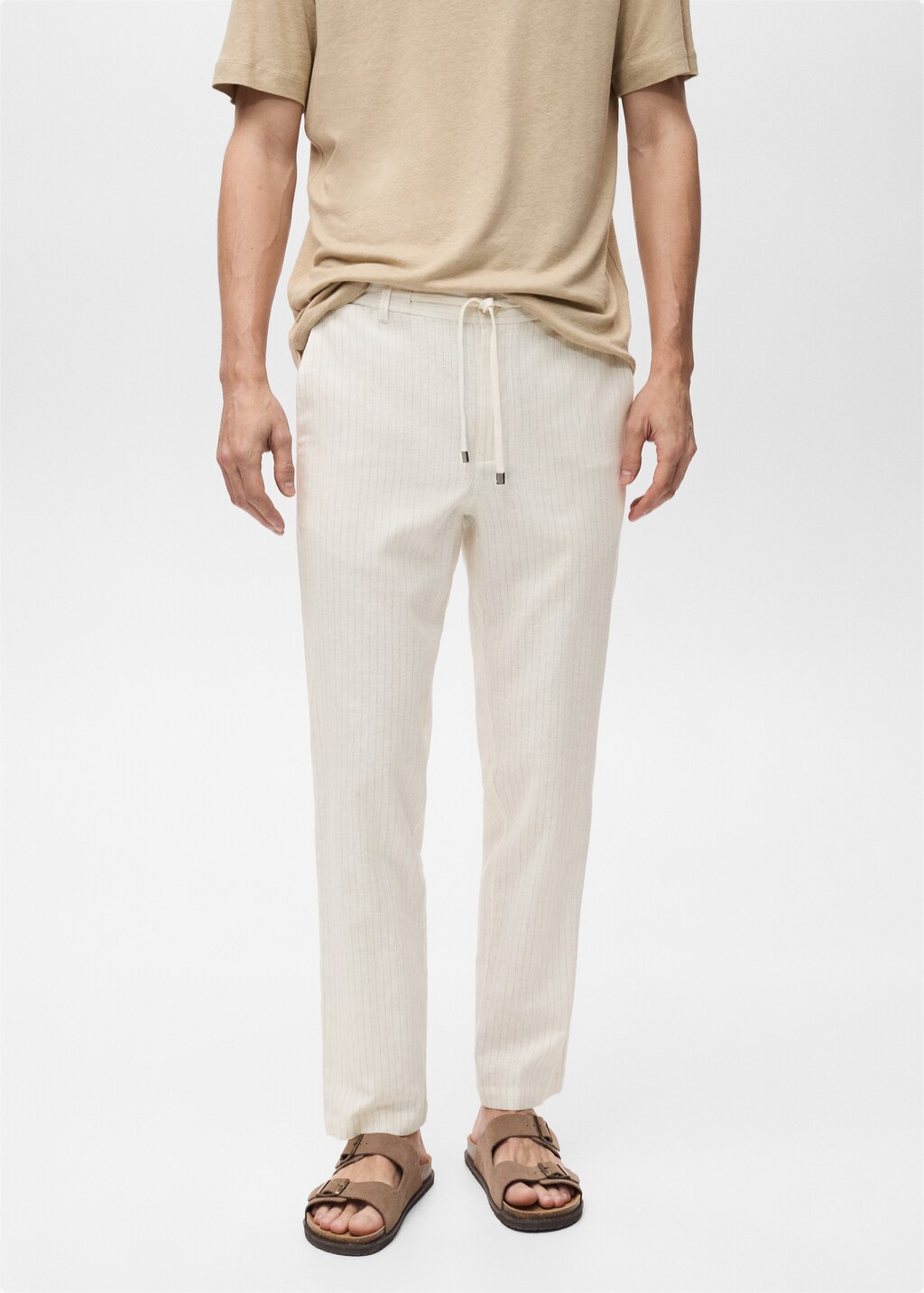 Pinstripe linen trousers - Ivory White