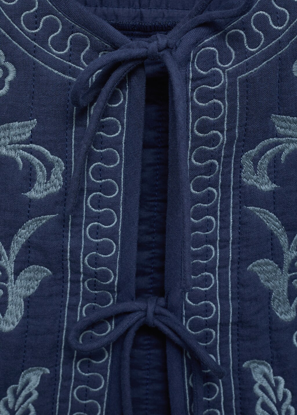 Embroidered cotton gilet - Dark Navy