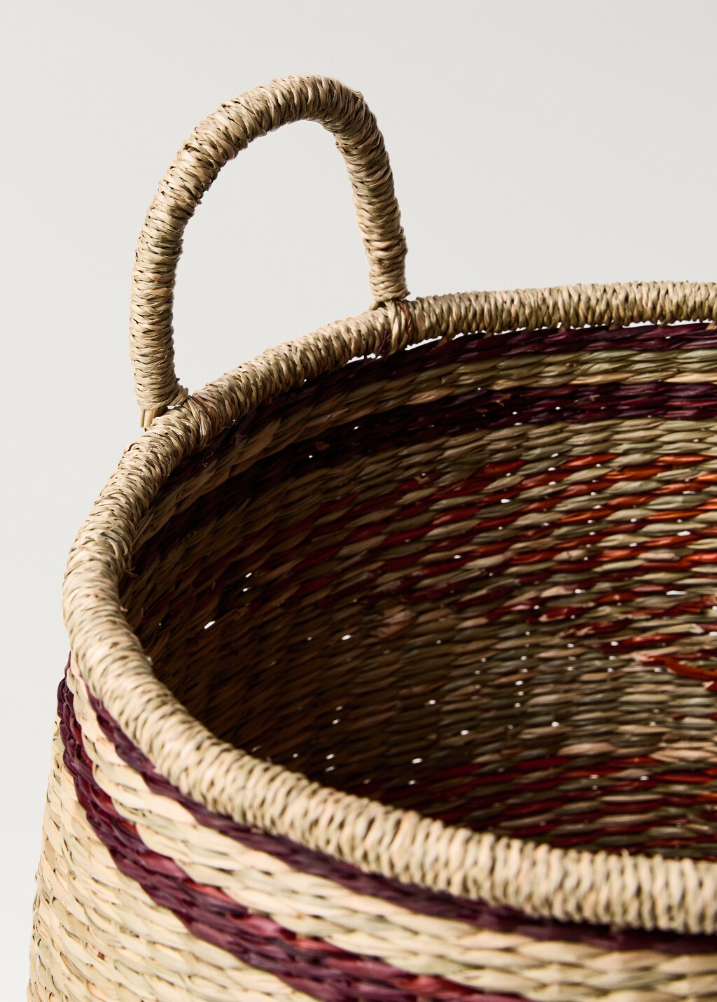Coloured seagrass basket with double handles - Burnt Orange