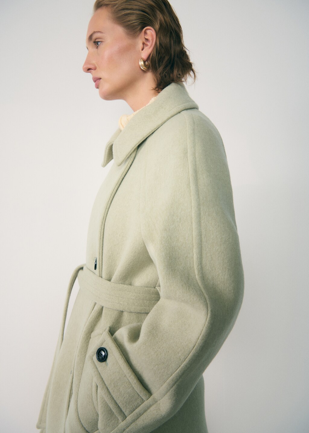 Woollen coat with belt - Vanilla
