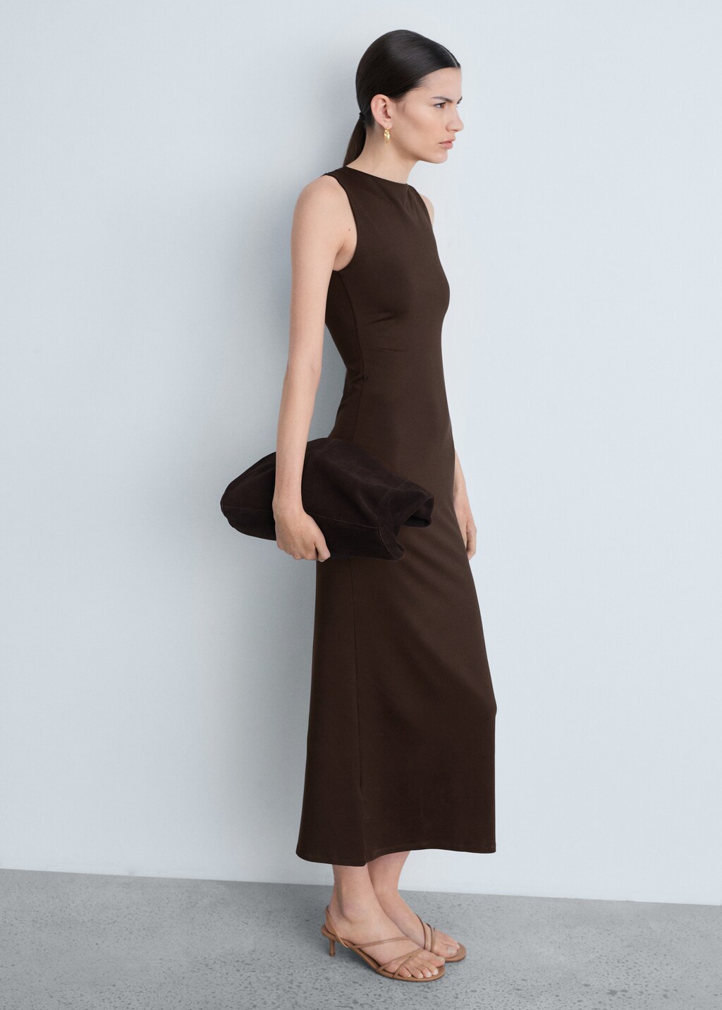 Long dress with back opening - Black
