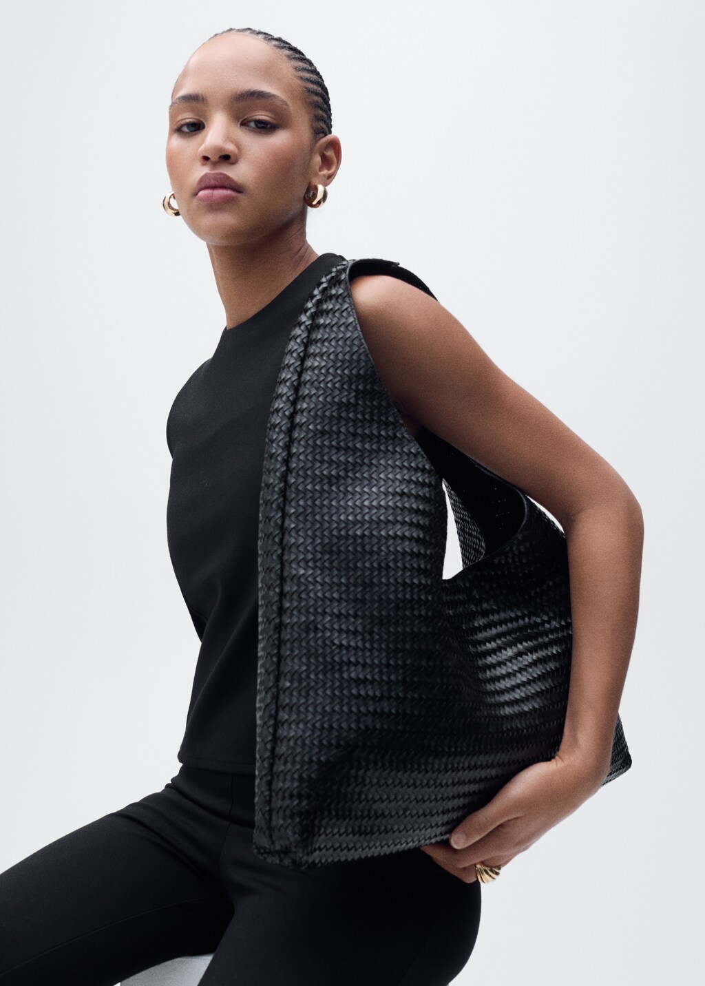 Skinny trousers with openings - Black