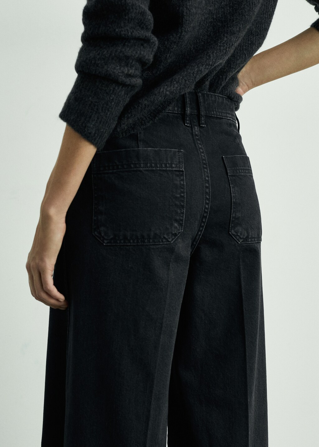 Wideleg jeans with pockets - Dark Blue