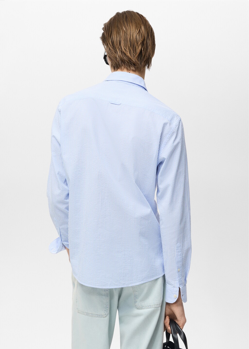 Striped seersucker shirt - Sand