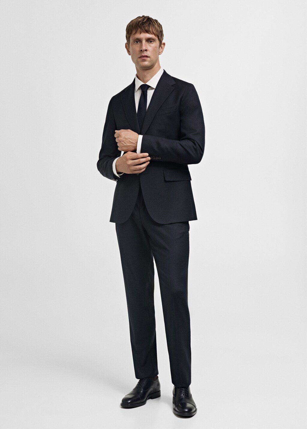 Italian 100% virgin wool flannel suit jacket - Dark Navy