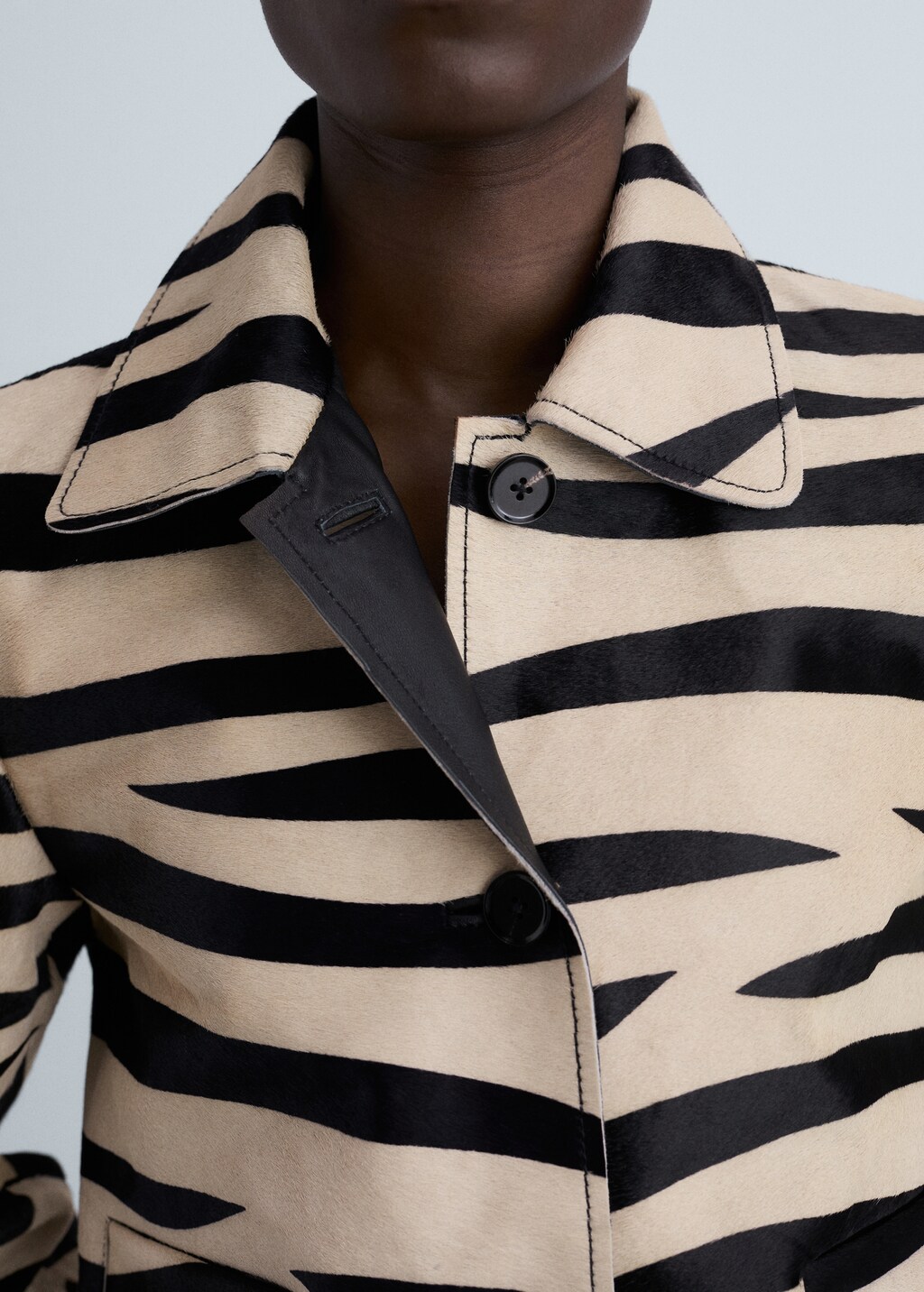 Zebra-print fur jacket - Black