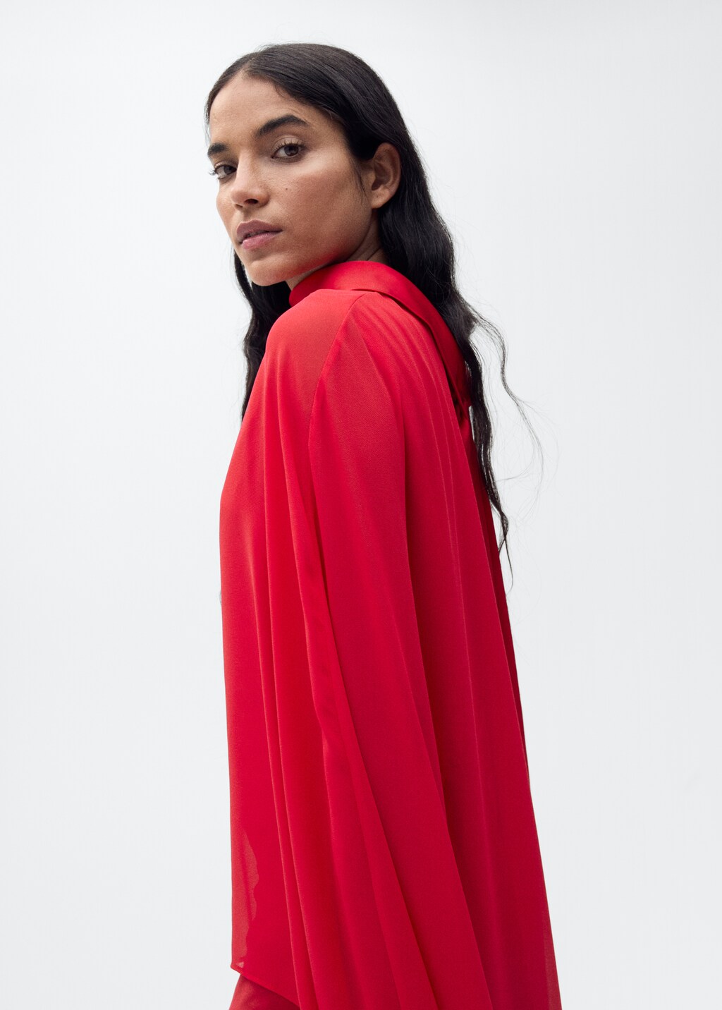 Long cape with bow - Red