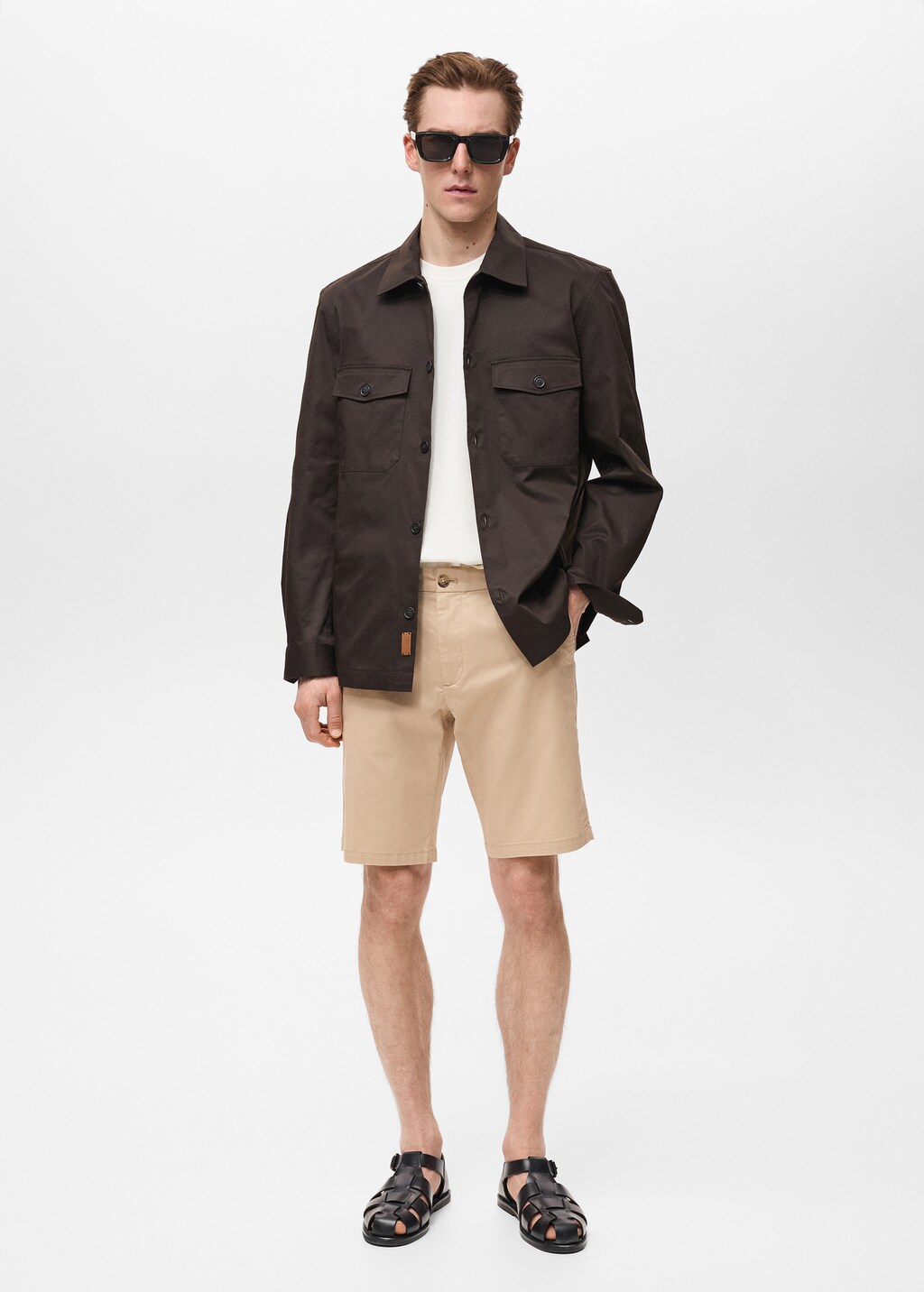 Slim-fit chino cotton bermuda shorts - Dark Navy