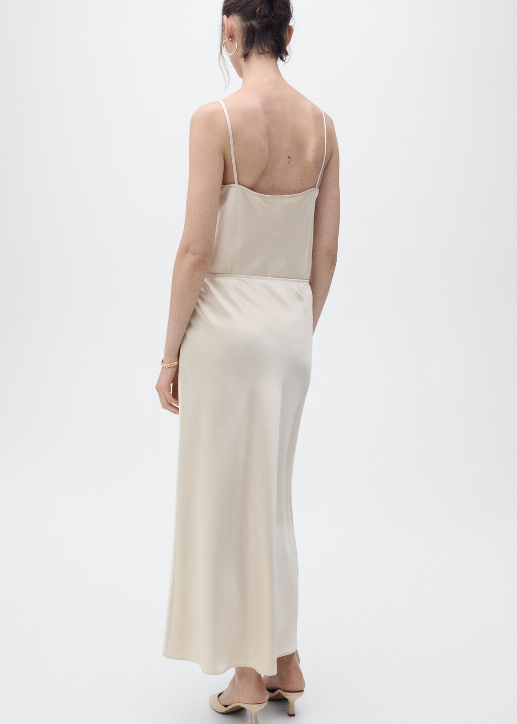 Midi satin skirt - Ecru