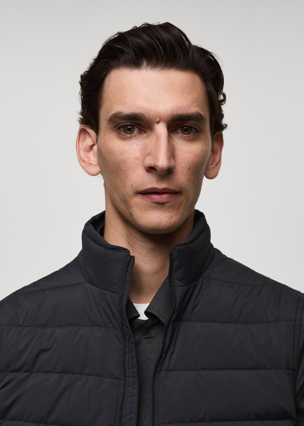 Quilted gilet with feather filling - Tobacco Brown