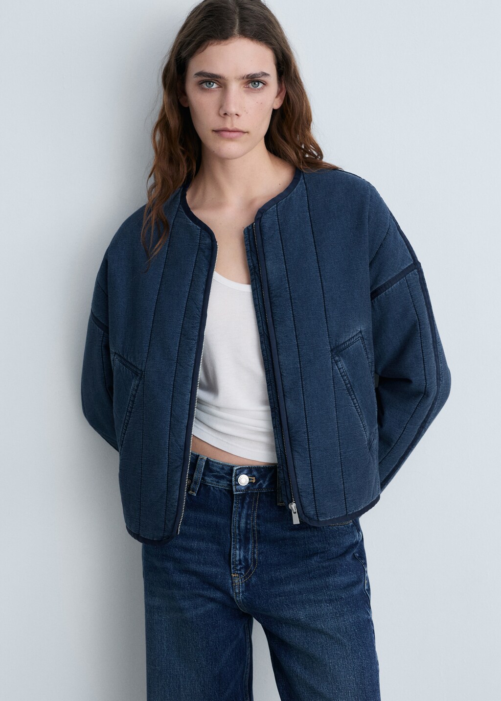 Zipper cotton jacket - Dark Blue
