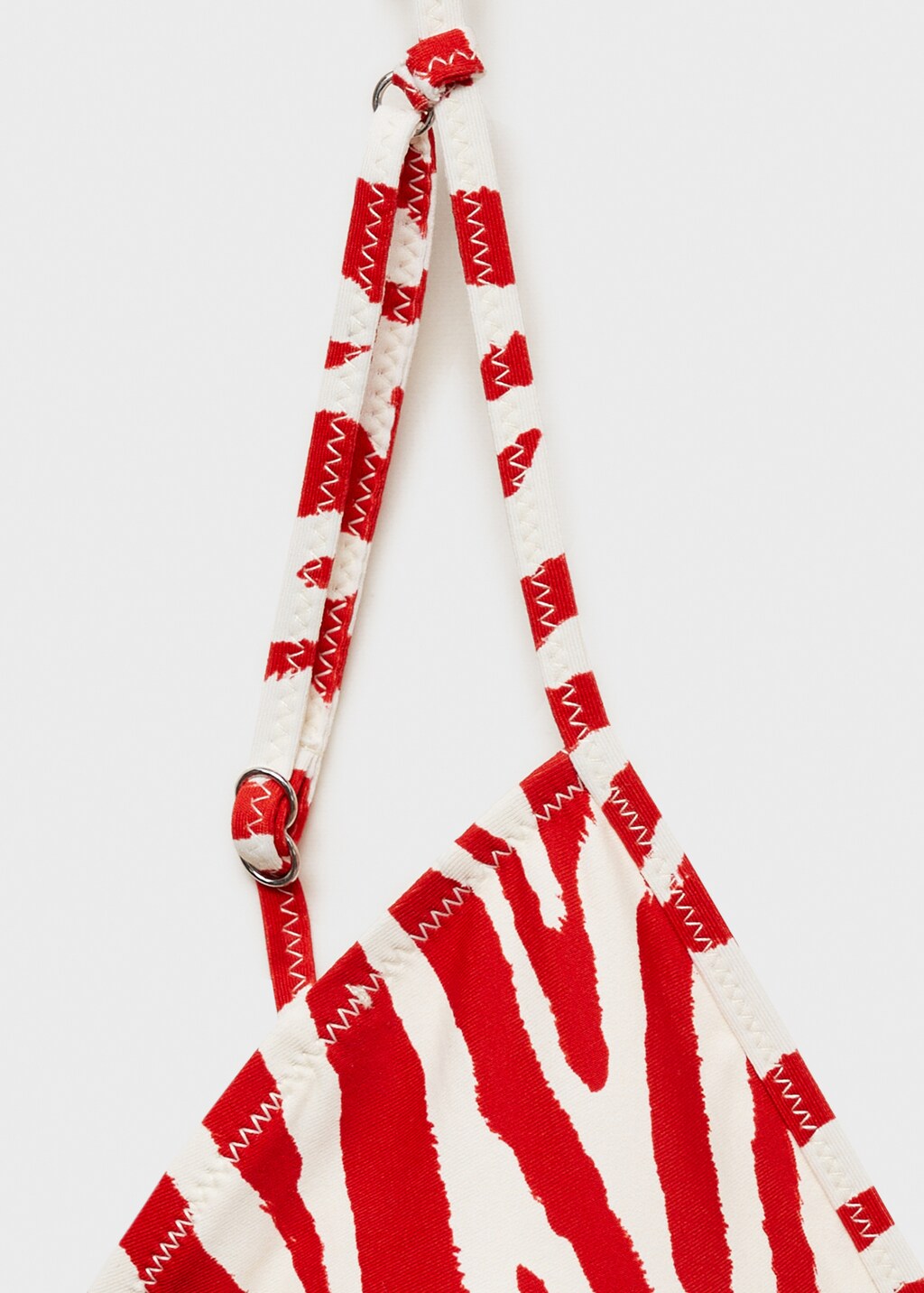 Zebra-print triangle bikini top - Red