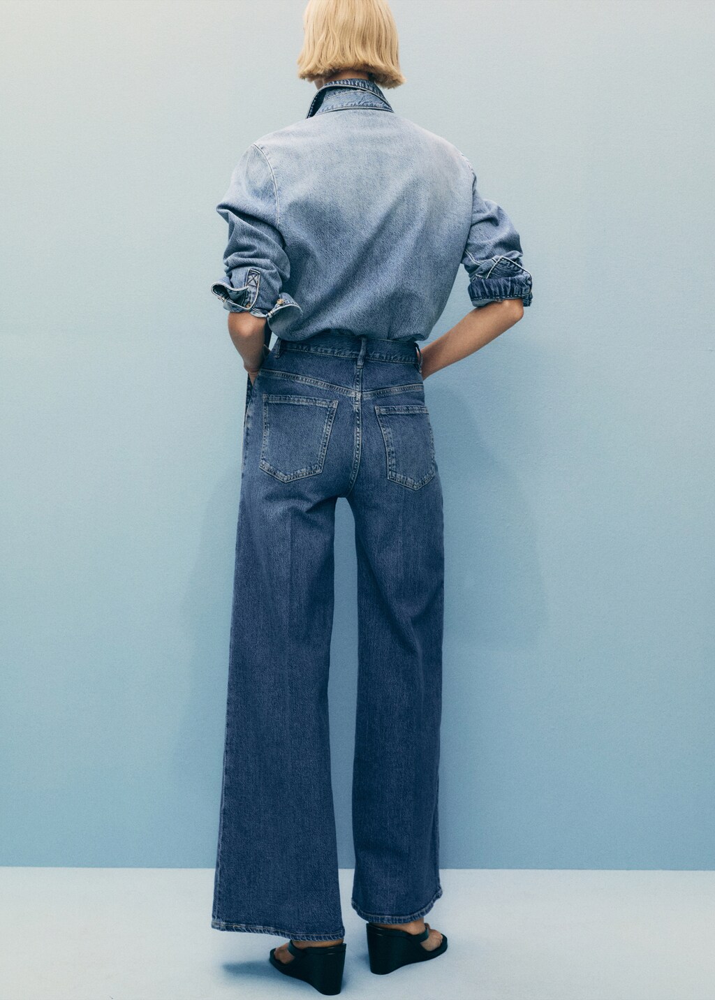 High-rise wideleg jeans - Black denim