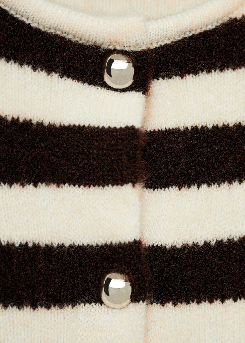 Striped cardigan with buttons - Ecru