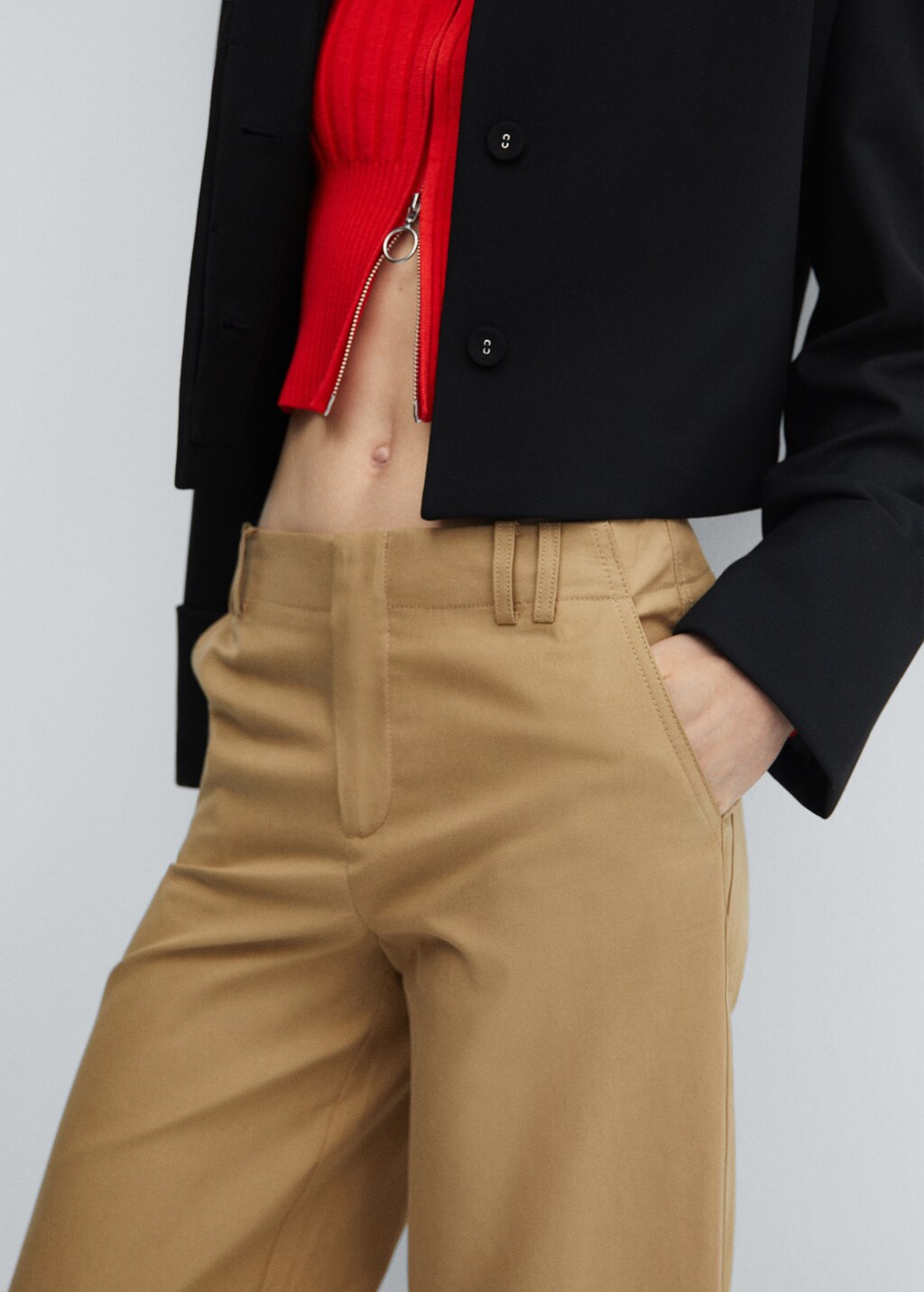 Wideleg lyocell trousers - Beige