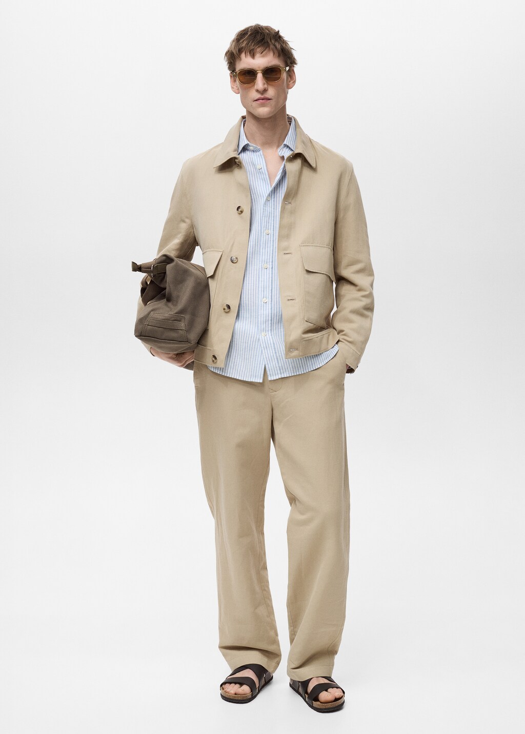 Regular-fit linen trousers - Beige